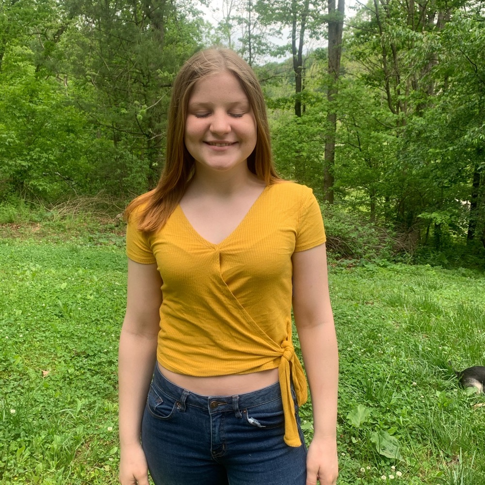 Yellow wrap top